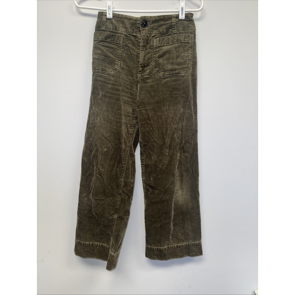 Maeve Anthropologie Pants Womens Size 24 Olive The Colette Wide Leg Corduroy
